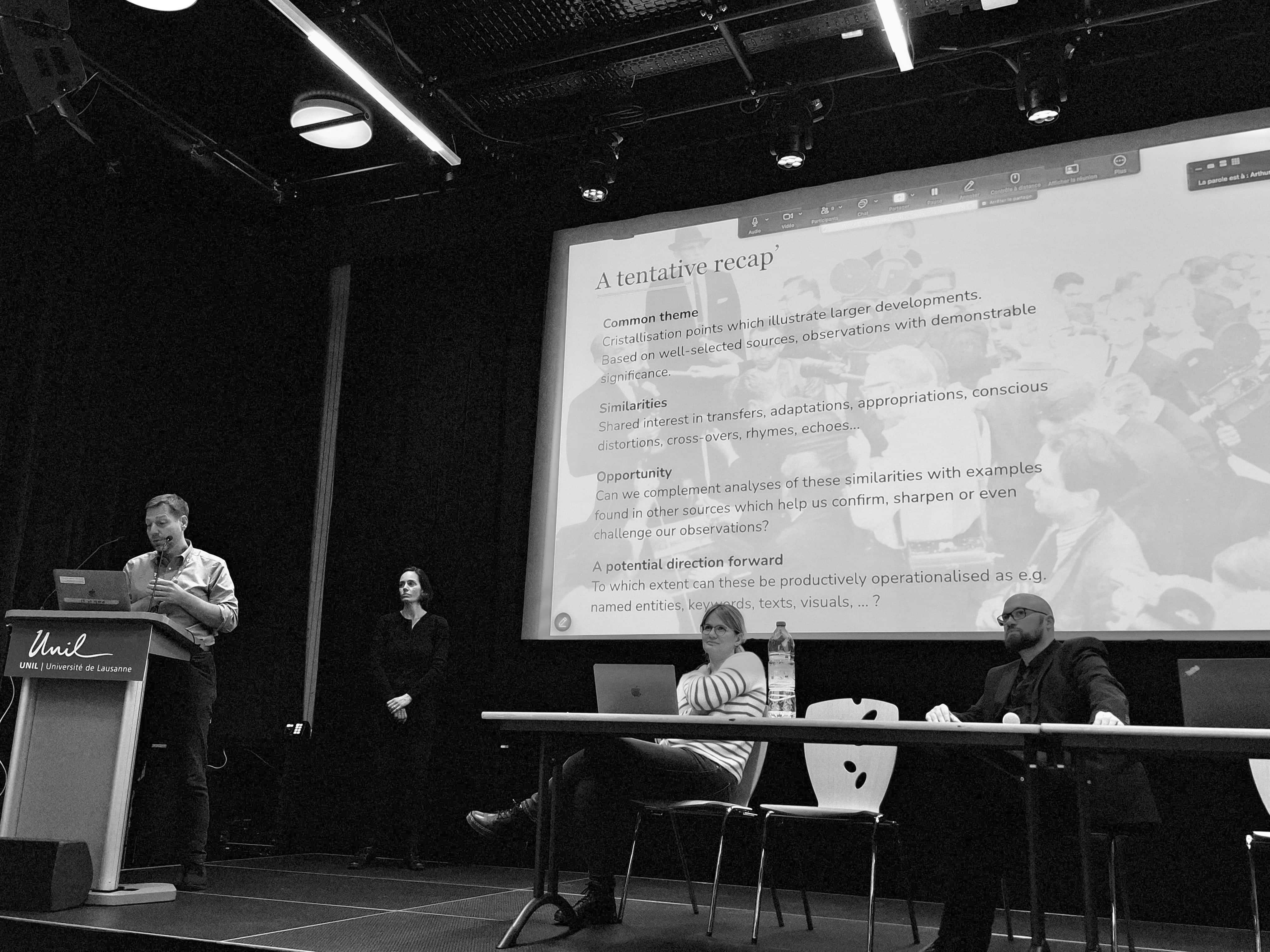 Marten Düring, Maud Ehrmann, Raphaëlle Ruppen Coutaz and Martin Grandjean conclude the conference.